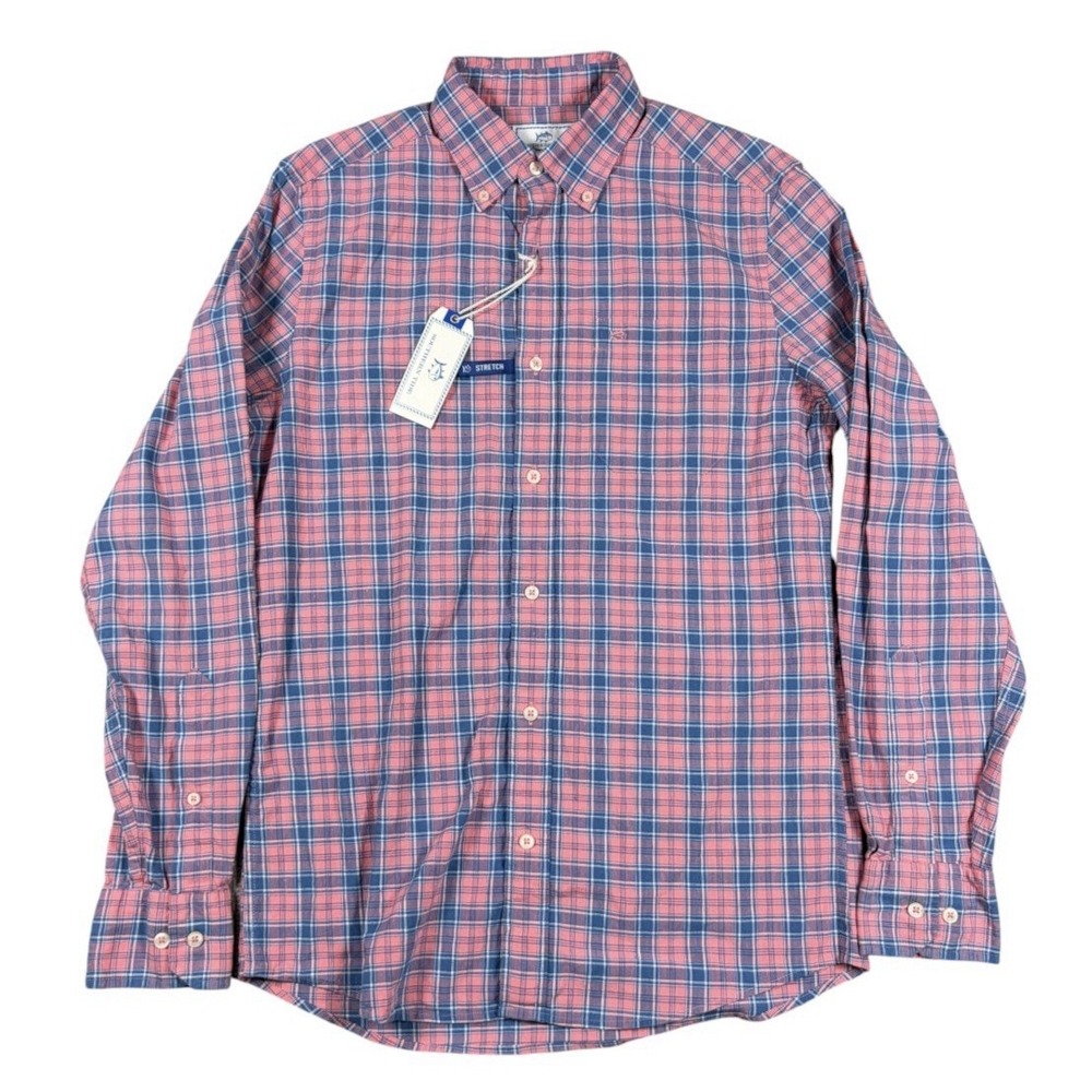 Southern Tide Linen Blend Button Down Men S Plaid Performance Preppy Trim NWT